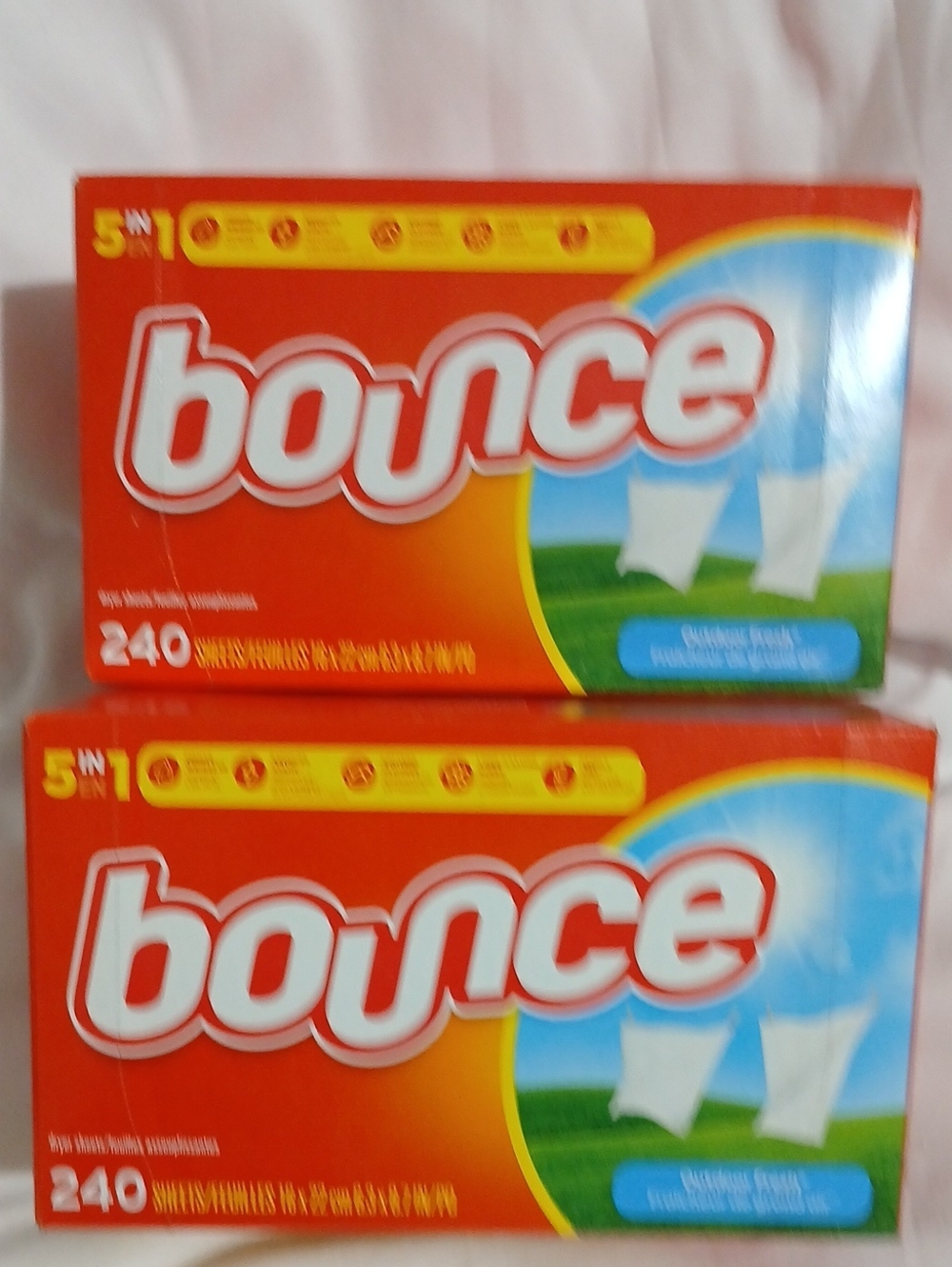 Bounce 5-in-1 Outdoor Fresh Dryer Sheets 240 Count Each- 2 Pack New
